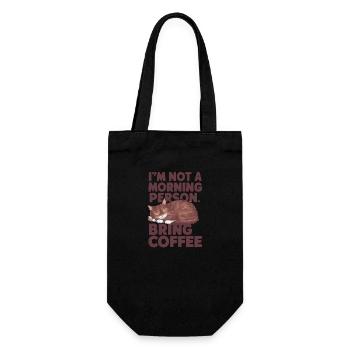 Ich bin kein Morgenmensch. Bring Kaffee mit. - Geschenkbeutel für Flaschen - Schwarz - Vorne