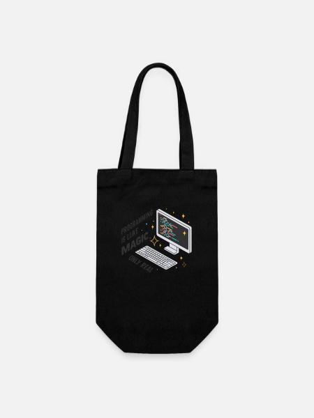 Programmieren ist wie Magie, nur real. - Geschenkbeutel für Flaschen - Schwarz
