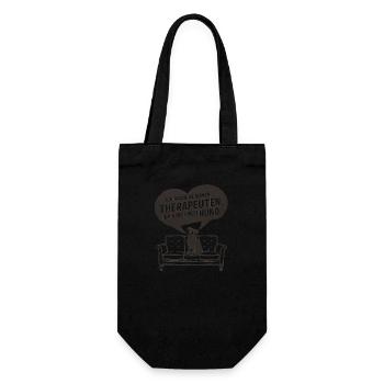Ich brauche keinen Therapeuten ich habe einen Hund - Geschenkbeutel für Flaschen - Schwarz - Vorne