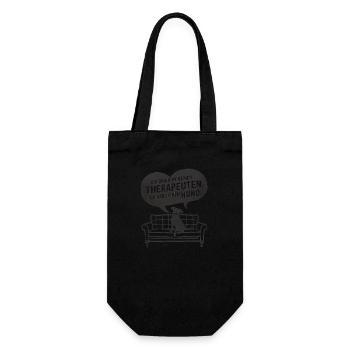 Ich brauche keinen Therapeuten ich habe einen Hund - Geschenkbeutel für Flaschen - Schwarz - Vorne