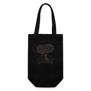 Ich brauche keinen Therapeuten ich habe einen Hund - Geschenkbeutel für Flaschen - Schwarz - Vorne