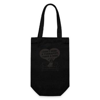 Ich brauche keinen Therapeuten ich habe einen Hund - Geschenkbeutel für Flaschen - Schwarz - Vorne
