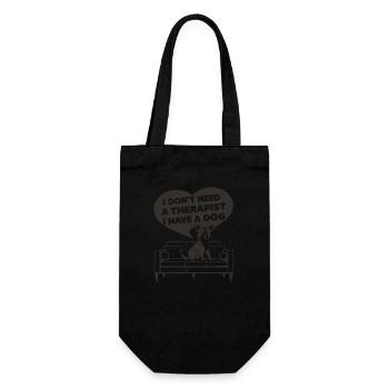 Ich brauche keinen Therapeuten ich habe einen Hund - Geschenkbeutel für Flaschen - Schwarz - Vorne