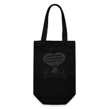 Ich brauche keinen Therapeuten ich habe einen Hund - Geschenkbeutel für Flaschen - Schwarz - Vorne