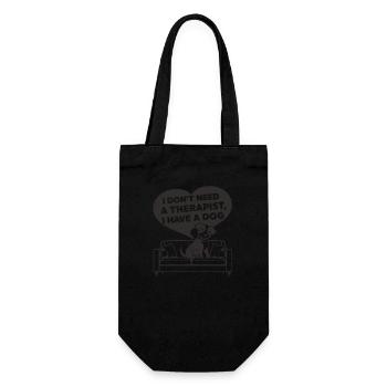 Ich brauche keinen Therapeuten ich habe einen Hund - Geschenkbeutel für Flaschen - Schwarz - Vorne