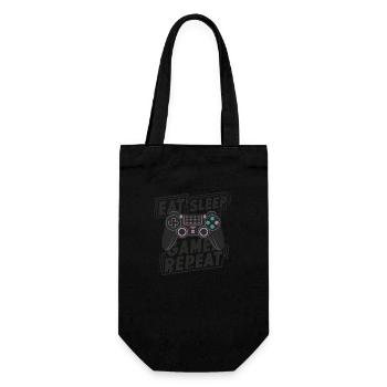 Eat, Sleep, Game, Repeat - Geschenkbeutel für Flaschen - Schwarz - Vorne