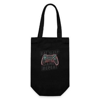Eat, Sleep, Game, Repeat - Geschenkbeutel für Flaschen - Schwarz - Vorne
