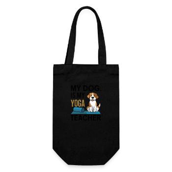 My dog is my yoga teacher - Gift Bag for Bottles - black - Front