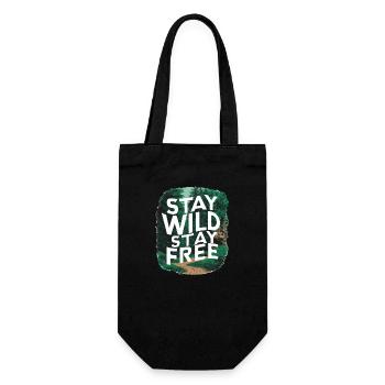 Bleib wild, bleib frei - Geschenkbeutel für Flaschen - Schwarz - Vorne