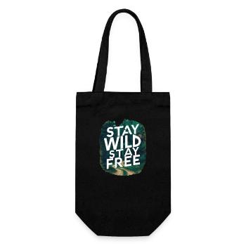 Bleib wild, bleib frei - Geschenkbeutel für Flaschen - Schwarz - Vorne
