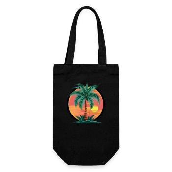 Tropical palm tree at sunset – holiday motif - Gift Bag for Bottles - black - Front