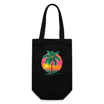 Tropical palm tree at sunset – holiday motif - Gift Bag for Bottles - black - Front