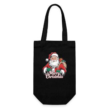 Weihnachtsmann – Frohe Weihnachten Illustration - Geschenkbeutel für Flaschen - Schwarz - Vorne