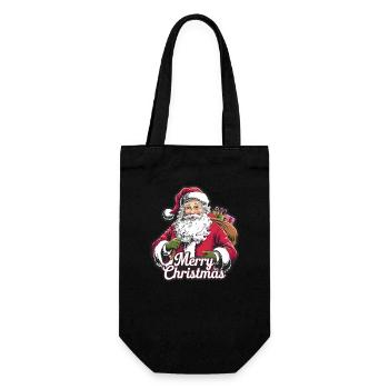 Weihnachtsmann – Frohe Weihnachten Illustration - Geschenkbeutel für Flaschen - Schwarz - Vorne