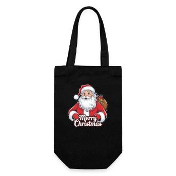 Weihnachtsmann – Frohe Weihnachten Illustration - Geschenkbeutel für Flaschen - Schwarz - Vorne