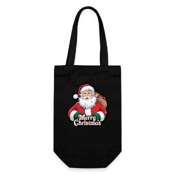 Weihnachtsmann – Frohe Weihnachten Illustration - Geschenkbeutel für Flaschen - Schwarz - Vorne