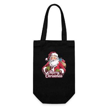 Weihnachtsmann – Frohe Weihnachten Illustration - Geschenkbeutel für Flaschen - Schwarz - Vorne