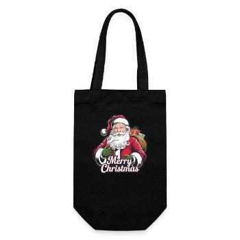 Weihnachtsmann – Frohe Weihnachten Illustration - Geschenkbeutel für Flaschen - Schwarz - Vorne