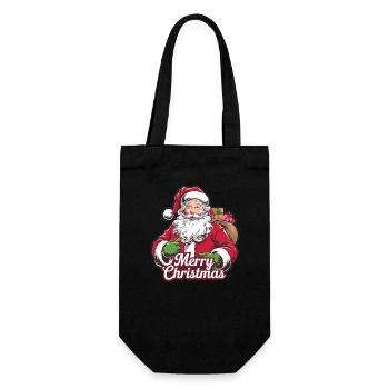 Weihnachtsmann – Frohe Weihnachten Illustration - Geschenkbeutel für Flaschen - Schwarz - Vorne
