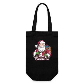 Weihnachtsmann – Frohe Weihnachten Illustration - Geschenkbeutel für Flaschen - Schwarz - Vorne