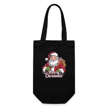Weihnachtsmann – Frohe Weihnachten Illustration - Geschenkbeutel für Flaschen - Schwarz - Vorne