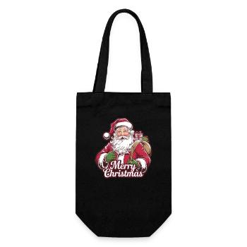 Weihnachtsmann – Frohe Weihnachten Illustration - Geschenkbeutel für Flaschen - Schwarz - Vorne