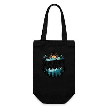 Adventure Awaits – Bergpanorama - Geschenkbeutel für Flaschen - Schwarz - Vorne