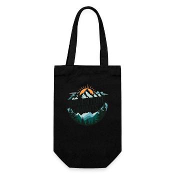 Adventure Awaits – Bergpanorama - Geschenkbeutel für Flaschen - Schwarz - Vorne