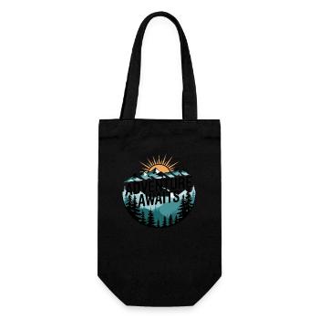 Adventure Awaits – Bergpanorama - Geschenkbeutel für Flaschen - Schwarz - Vorne