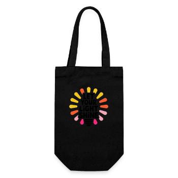 Let Your Light Shine – Leuchtende Glühbirne - Geschenkbeutel für Flaschen - Schwarz - Vorne