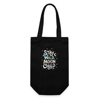 « Reste sauvage, enfant de la lune - Lune et étoiles » - Sac à bouteille - noir - Devant