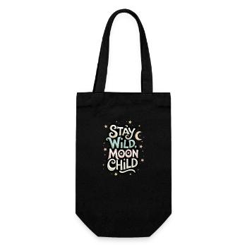 « Reste sauvage, enfant de la lune - Lune et étoiles » - Sac à bouteille - noir - Devant