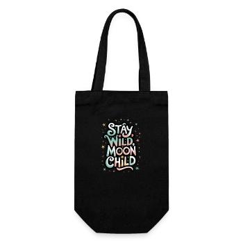 « Reste sauvage, enfant de la lune - Lune et étoiles » - Sac à bouteille - noir - Devant
