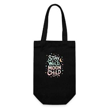 « Reste sauvage, enfant de la lune - Lune et étoiles » - Sac à bouteille - noir - Devant