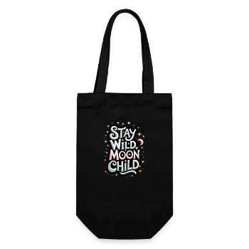 « Reste sauvage, enfant de la lune - Lune et étoiles » - Sac à bouteille - noir - Devant