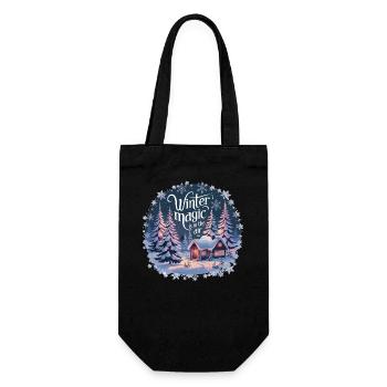 Winter Magic is in the Air – Winterlandschaft - Geschenkbeutel für Flaschen - Schwarz - Vorne