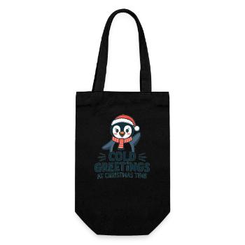 Cool greetings at Christmas time – Penguin - Gift Bag for Bottles - black - Front