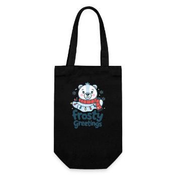 Frosty greetings – Polar bear with fairy lights - Gift Bag for Bottles - black - Front