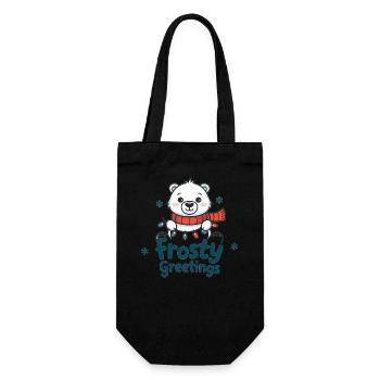 Frosty greetings – Polar bear with fairy lights - Gift Bag for Bottles - black - Front