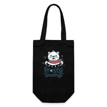 Frosty greetings – Polar bear with fairy lights - Gift Bag for Bottles - black - Front