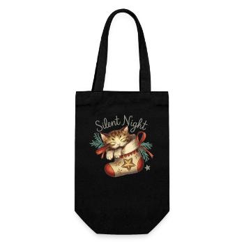 Douce nuit – Chaton en bas de Noël - Sac à bouteille - noir - Devant