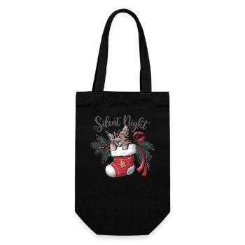 Douce nuit – Chaton en bas de Noël - Sac à bouteille - noir - Devant
