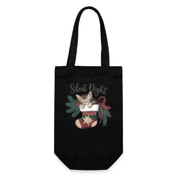 Douce nuit – Chaton en bas de Noël - Sac à bouteille - noir - Devant