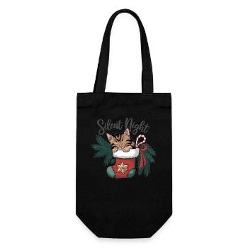 Douce nuit – Chaton en bas de Noël - Sac à bouteille - noir - Devant