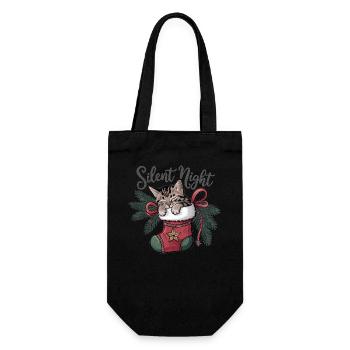 Douce nuit – Chaton en bas de Noël - Sac à bouteille - noir - Devant