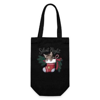 Douce nuit – Chaton en bas de Noël - Sac à bouteille - noir - Devant