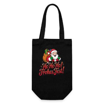 Santa Claus – Ho Ho Ho! Merry Christmas - Gift Bag for Bottles - black - Front