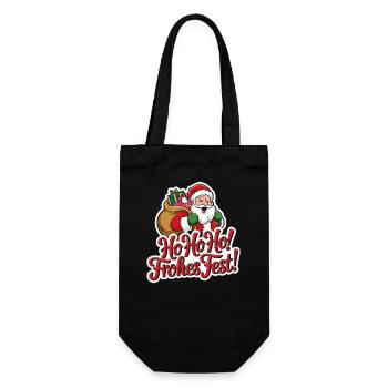 Weihnachtsmann – Ho Ho Ho! Frohes Fest - Geschenkbeutel für Flaschen - Schwarz - Vorne