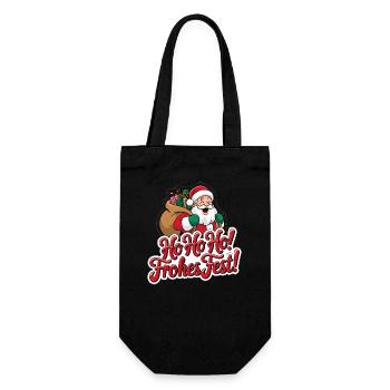 Santa Claus – Ho Ho Ho! Merry Christmas - Gift Bag for Bottles - black - Front