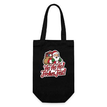 Weihnachtsmann – Ho Ho Ho! Frohes Fest - Geschenkbeutel für Flaschen - Schwarz - Vorne